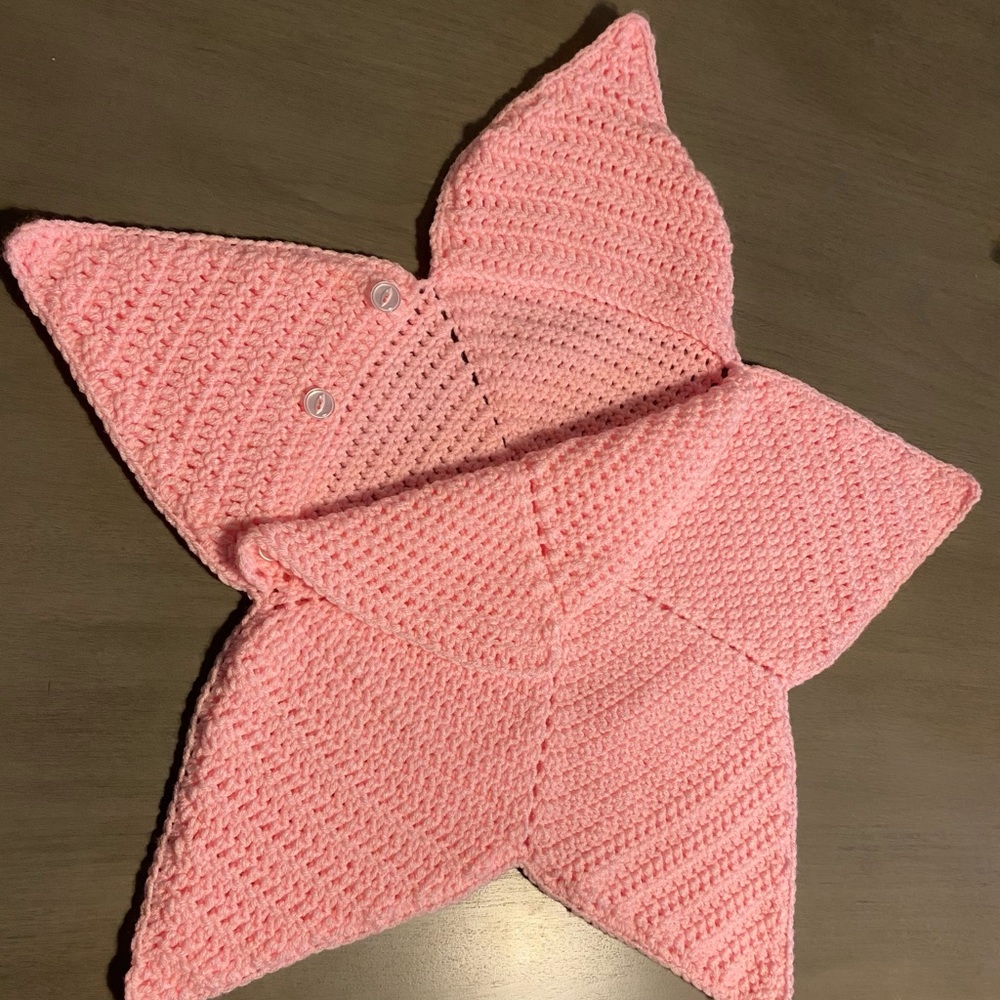 Crochet Pink Star-Shaped Baby onesie 0-3m